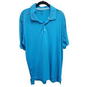 Adidas Adizero Mens Golf Polo Shirt XL Blue 3 Stripes Logo Collared Short Sleeve